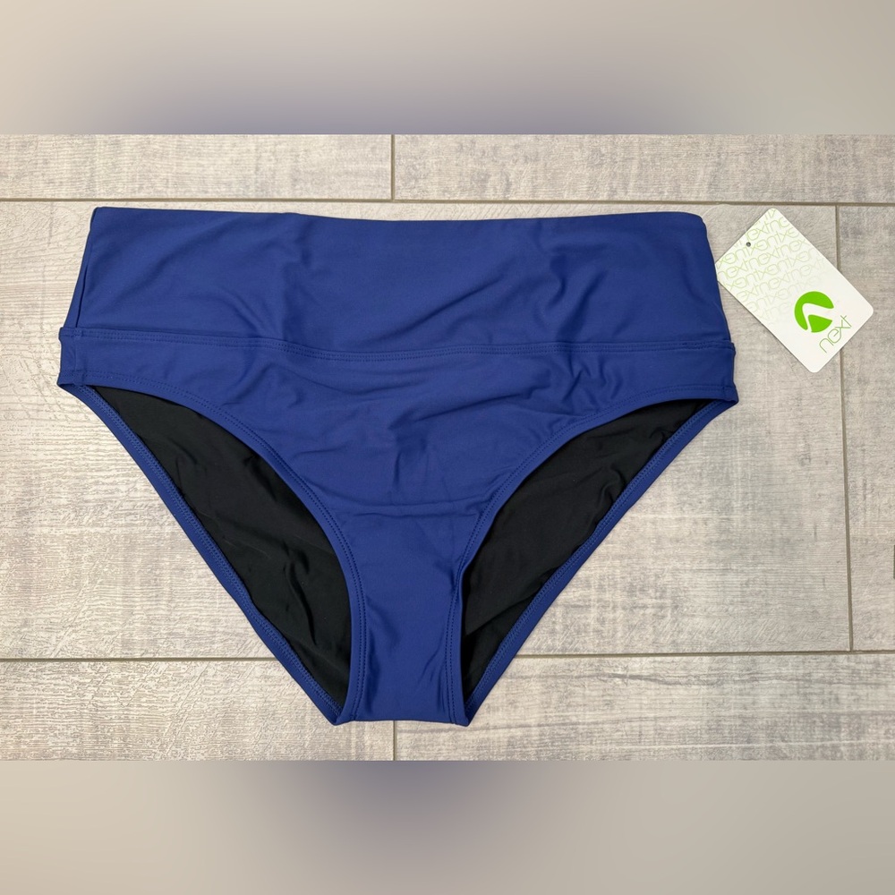 Next by Athena Good Karma Harmony High Waist Swim Bottoms XL Navy Blue